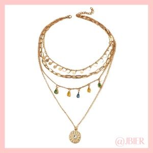 Layered Gold Charm Necklace